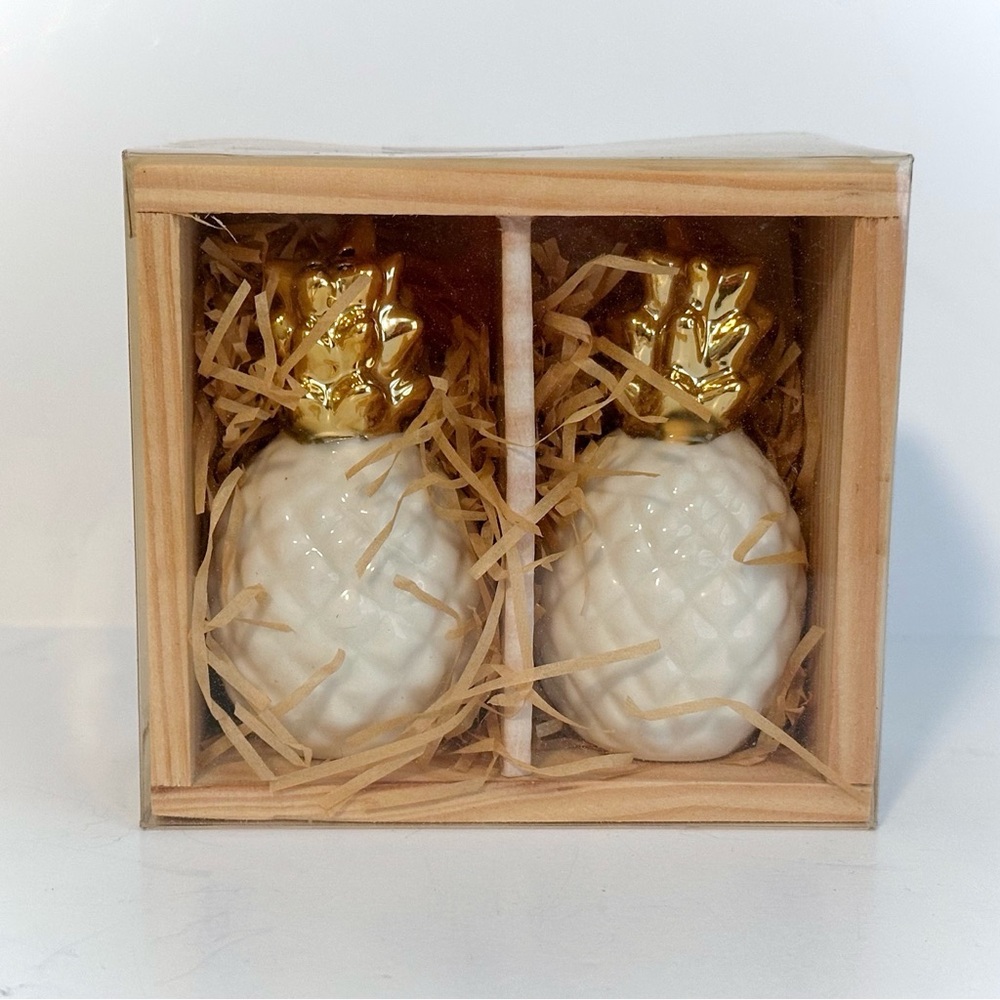 White & Gold Pineapple Salt & Pepper Shakers